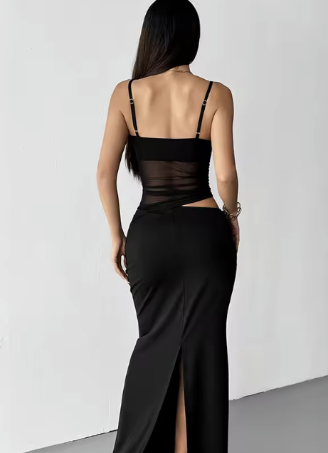 Camille Noir Sheer Dress