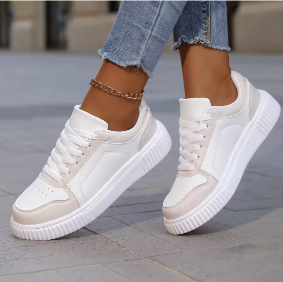 Skyline Platform Sneakers – White & Blue Casual Chunky Shoes