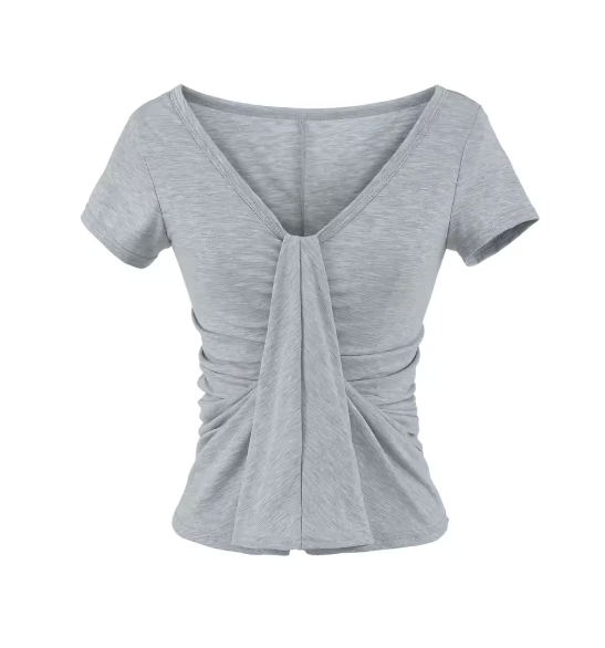 Ivory Grace Top – Elegant White Ruched Feminine Blouse