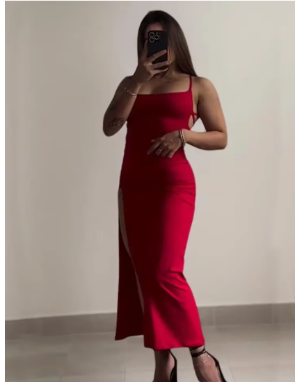 Celeste Noir Backless Maxi Dress
