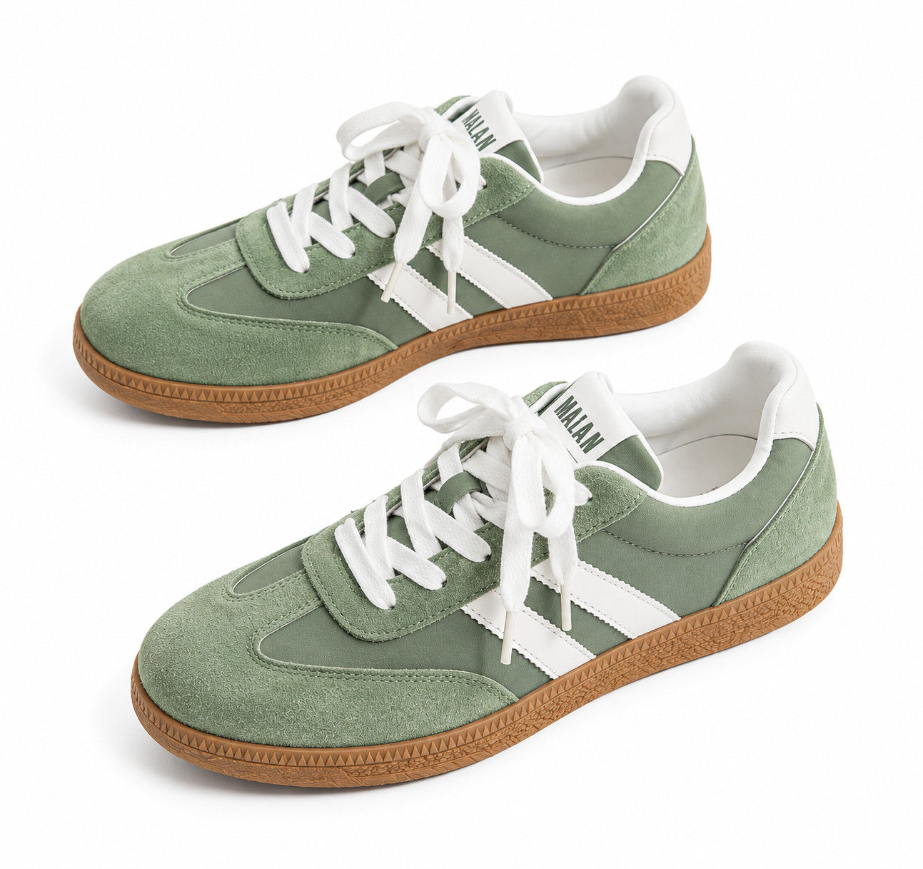 Sage Retro Sneakers – Casual Green Suede Street Shoes