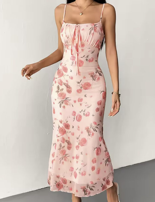 Rosé Bloom Maxi Dress