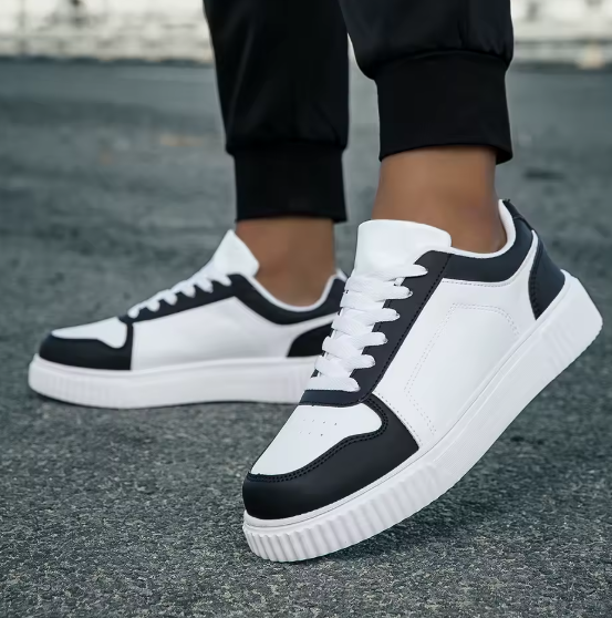 Skyline Platform Sneakers – White & Blue Casual Chunky Shoes