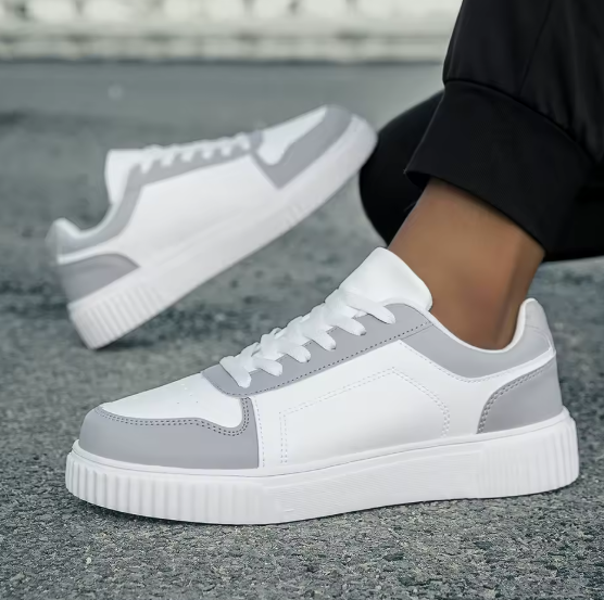 Skyline Platform Sneakers – White & Blue Casual Chunky Shoes