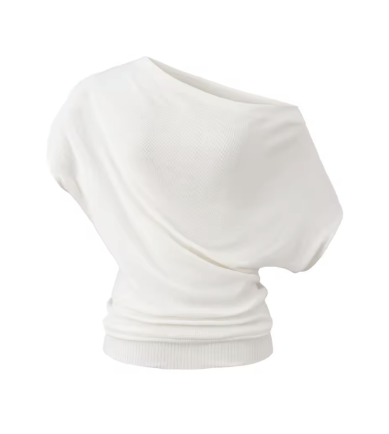 Soft Muse Knit Top – Elegant Off Shoulder Beige Blouse