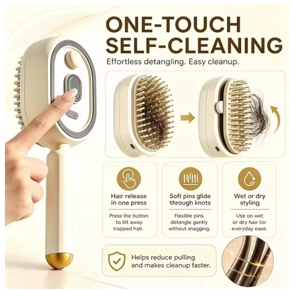 2-in-1 Electric Steam Hair Brush – Scalp Massager & Hair Straightening Comb