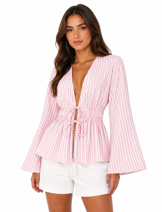 Azure Breeze Tie Blouse