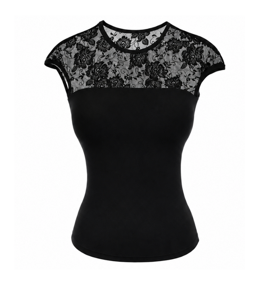 Midnight Lace Top – Elegant Sheer Floral Black Top