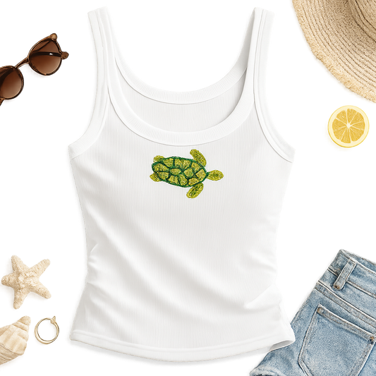 Turtle Charm Ribbed Tank Top