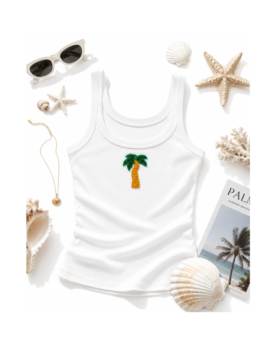 Palm Paradise Ribbed Tank Top