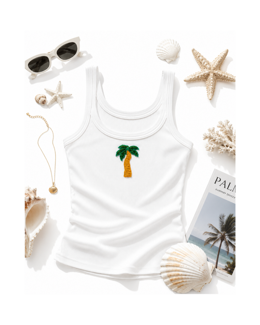 Palm Paradise Ribbed Tank Top