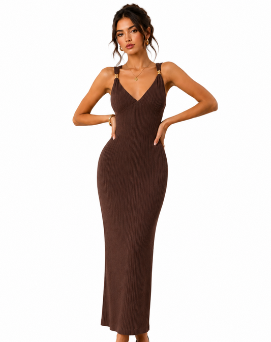 Mocha Muse Ribbed Maxi Dress