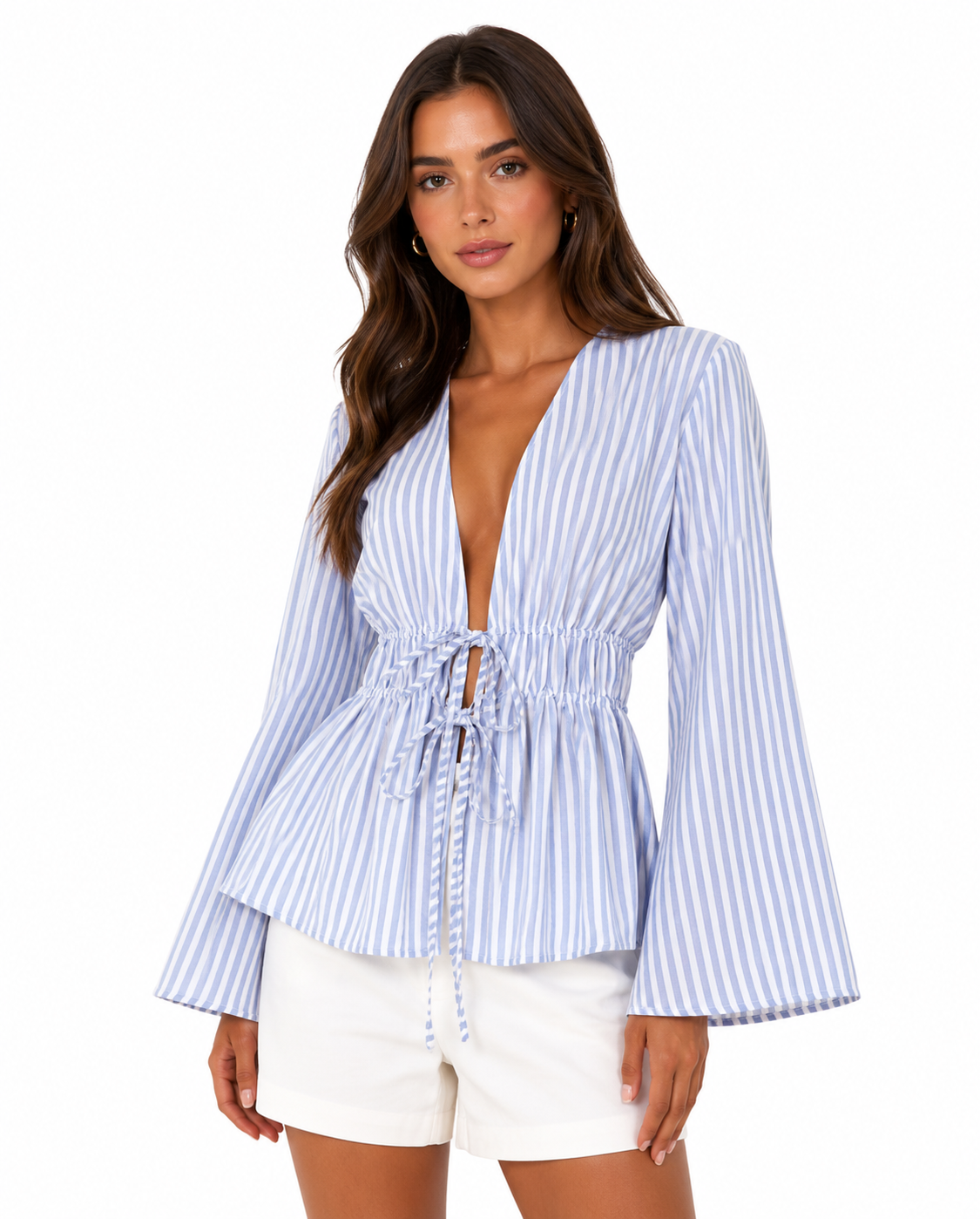 Azure Breeze Tie Blouse