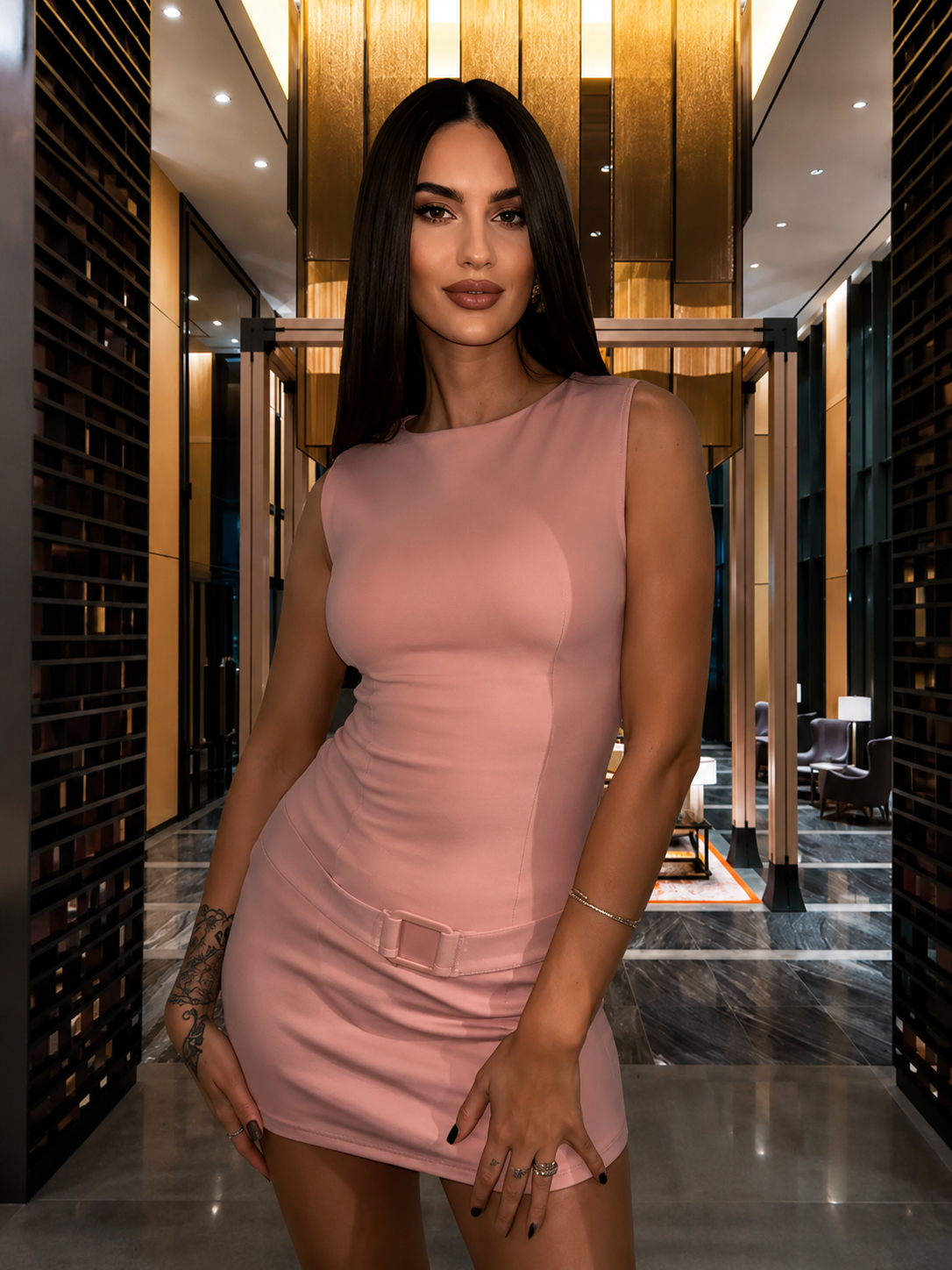 Blush Elegance Mini Dress – Chic Feminine Sleeveless Dress
