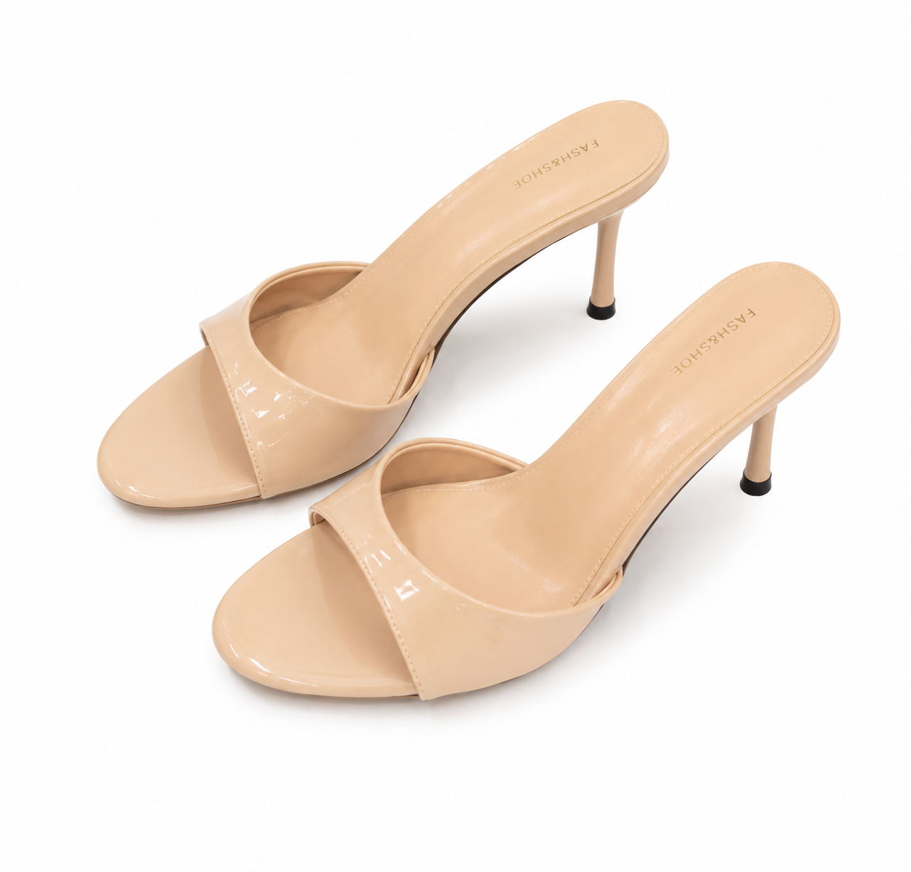 Midnight Gloss Heels – Elegant Black Patent Mule Sandals