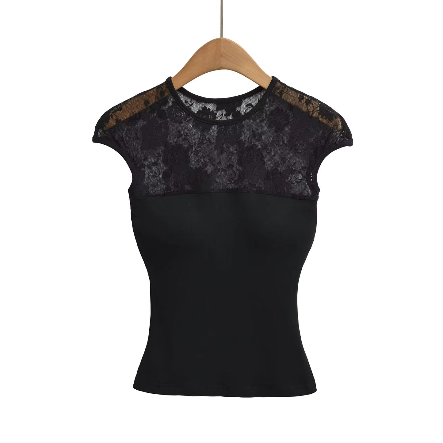 Midnight Lace Top – Elegant Sheer Floral Black Top